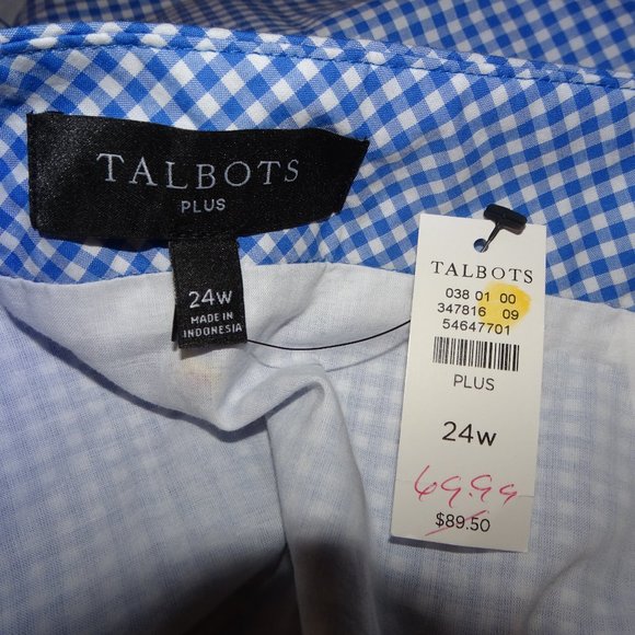 NWT Talbots Plus Size Gingham Cotton Canvas Skirt with Embroidered Parrots - Picture 8 of 8